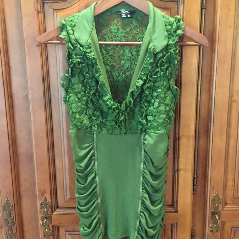 XOXO • Green V-Neck Blouse • Small